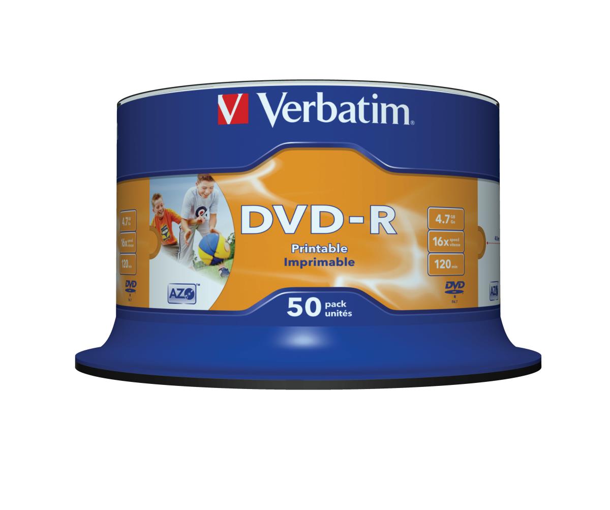 4.7GB DVD-R AZO 16X Wide Printable Surface 50 Pack thumbnail