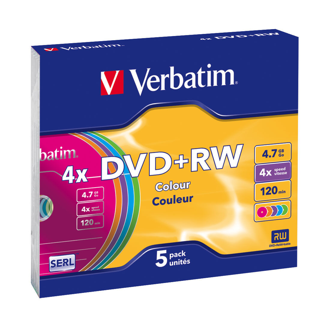 DVD+RW SERL 4.7GB 4X COLOUR SURFACE (5 PACK) thumbnail