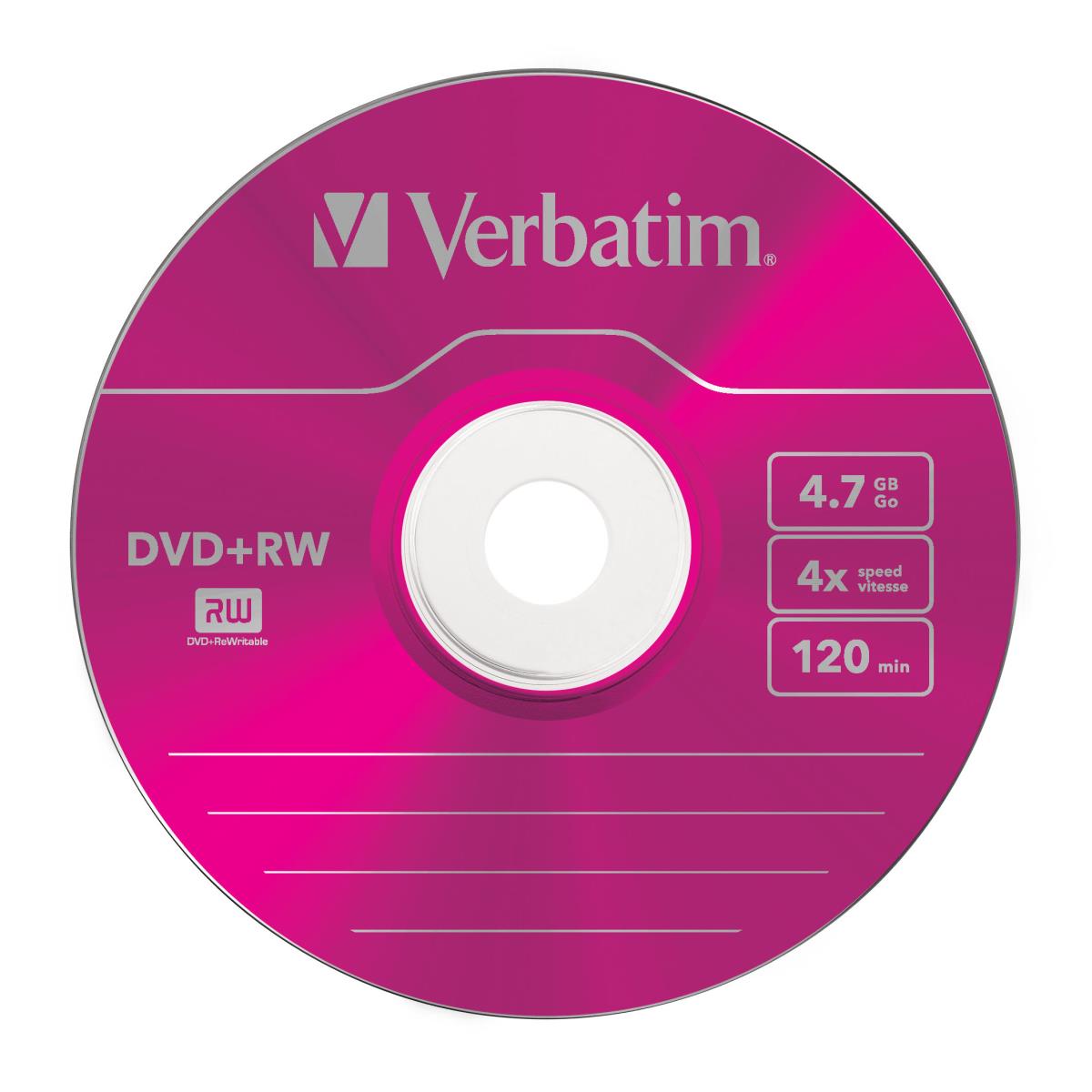 DVD+RW SERL 4.7GB 4X COLOUR SURFACE (5 PACK) thumbnail