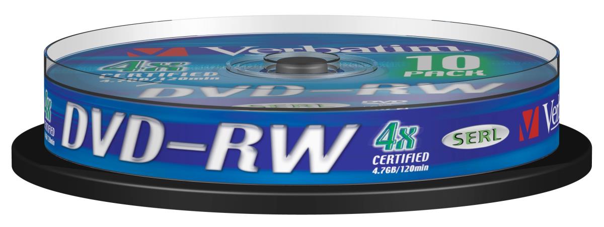 DVD-RW 4.7GB 4X MATT SILVER SURFACE 10 PK SPINDLE thumbnail