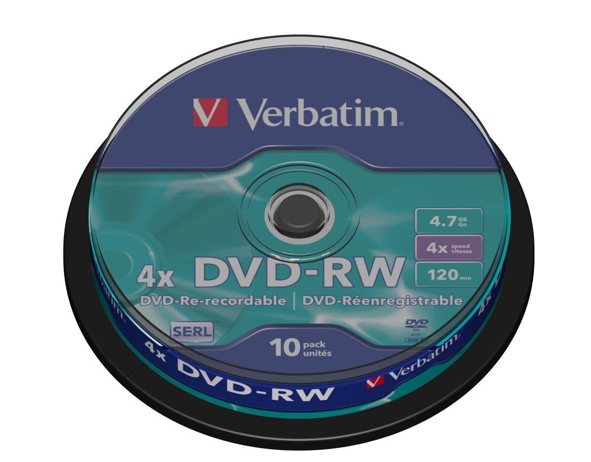 DVD-RW 4.7GB 4X MATT SILVER SURFACE 10 PK SPINDLE thumbnail