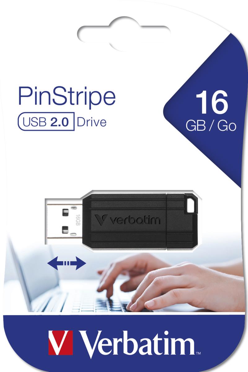 16GB Verbatim Store 'n' Go PinStripe USB 2.0 Blk Flash Drive thumbnail