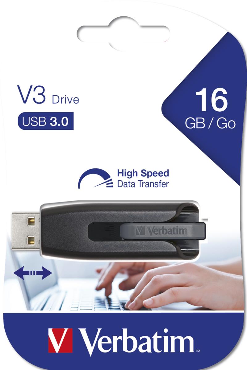 16GB Verbatim Store 'n' Go V3 USB 3.0 Grey Flash Drive thumbnail