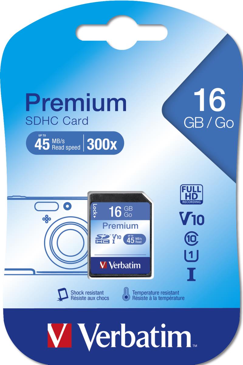 EU Product - SD Card  16GB Verbatim SDHC Premium Class 10 retail thumbnail