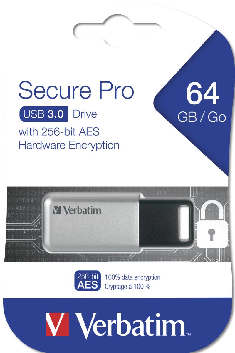 64GB Verbatim Store' n' Go Secure Pro (PC/MAC) USB 3.0 UFD thumbnail