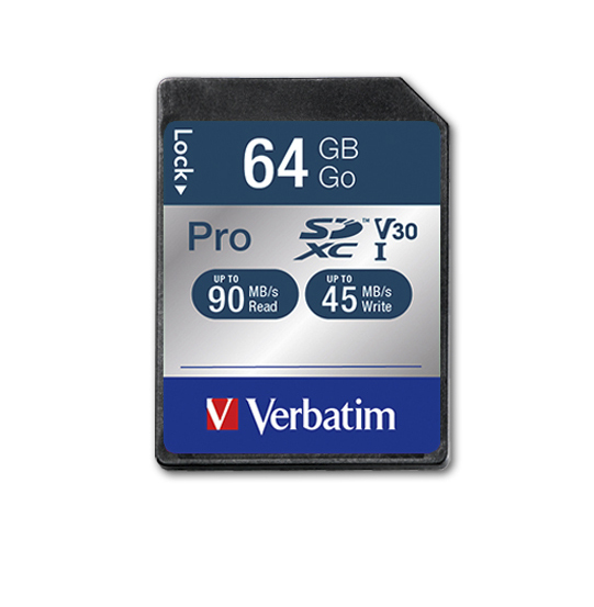 64GB Verbatim Pro U3 SDXC Class 10 Memory Card thumbnail