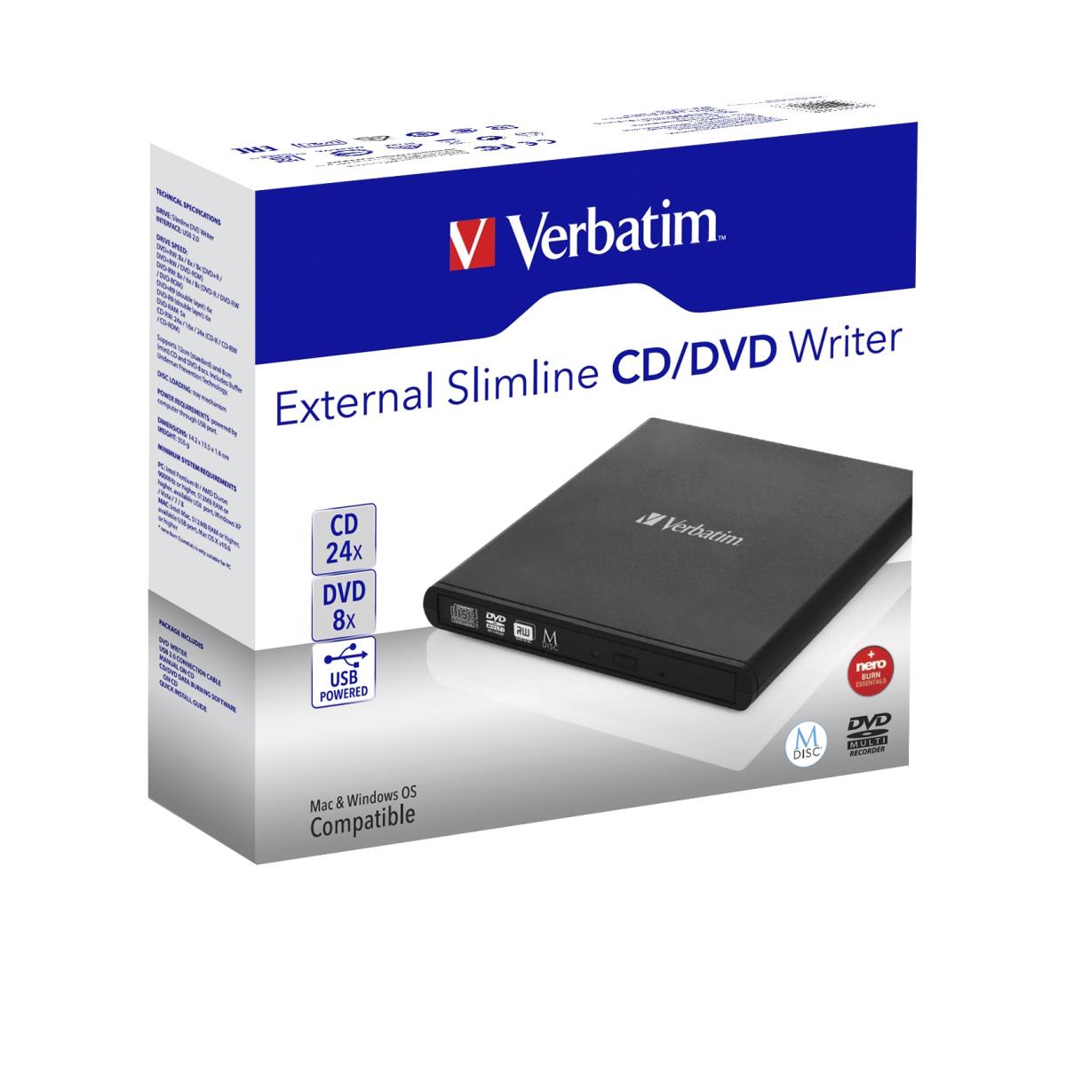 EXTERNAL SLIMLINE DVD REWRITER USB 2.0 BLACK thumbnail