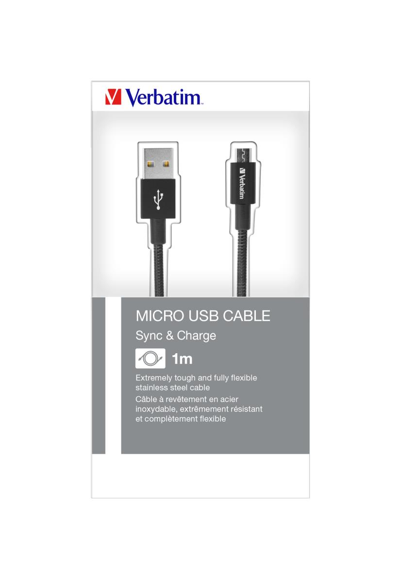MICRO B USB CABLE SYNC & CHARGE 100CM BLACK thumbnail