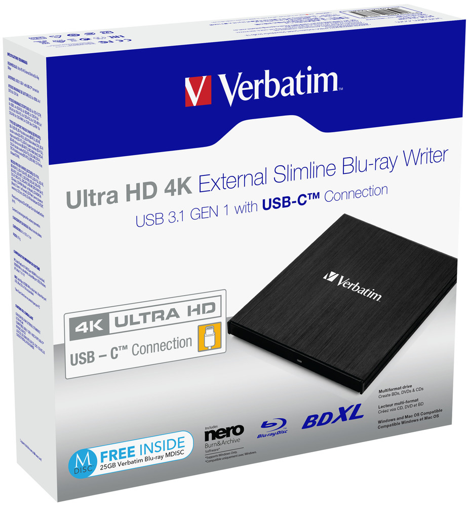 EXTERNAL SLIMLINE BLU-RAY WRITER ULTRA HD 4K USB3.1 thumbnail