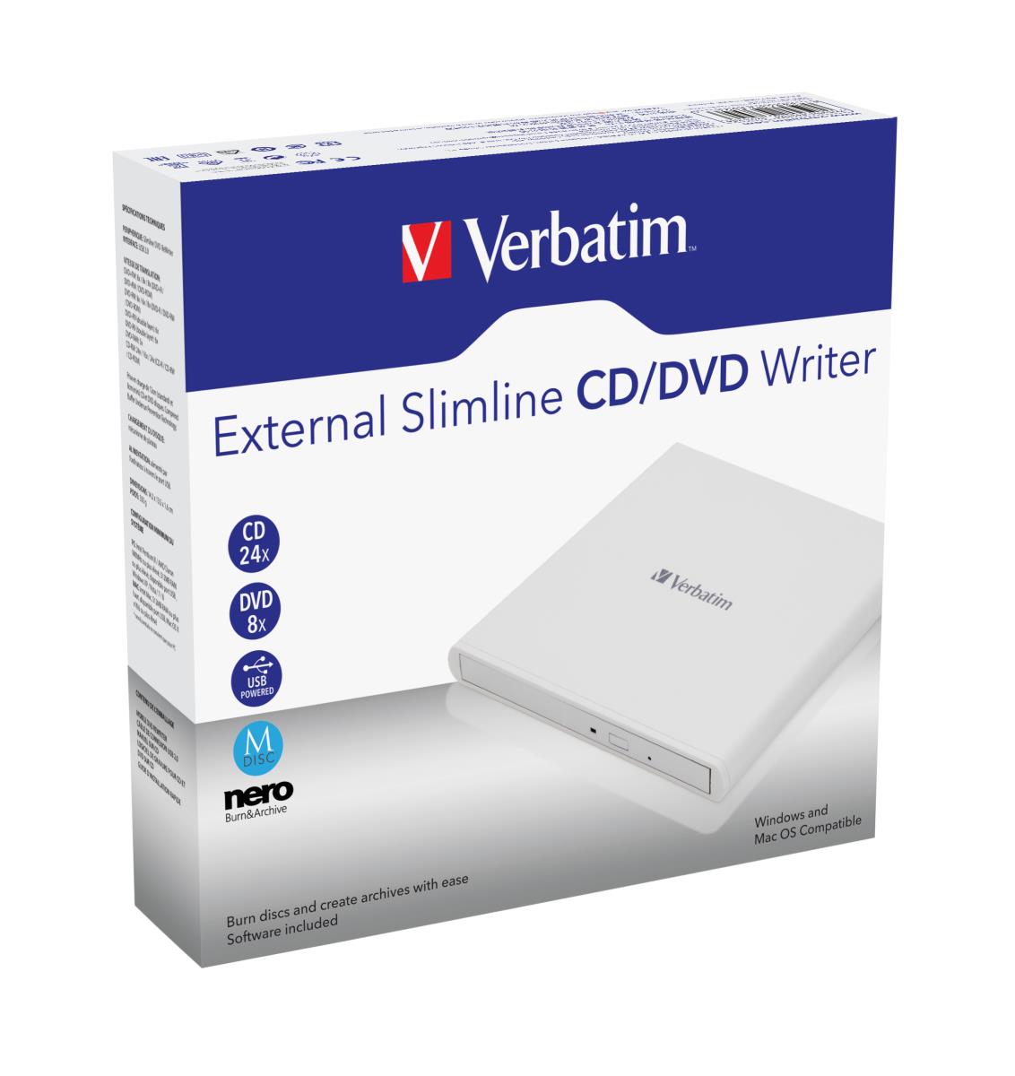 External Slimline USB 2.0 DVD Writer White thumbnail