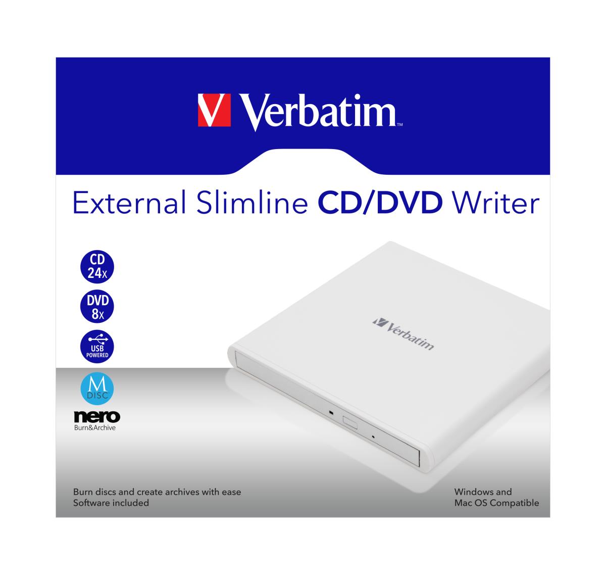 External Slimline USB 2.0 DVD Writer White thumbnail