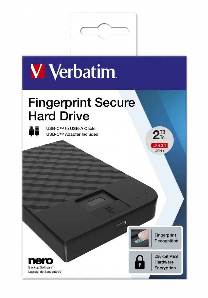 2TB Verbatim Fingerprint Secure 2.5 inch USB 3.0 256 AES Enc thumbnail