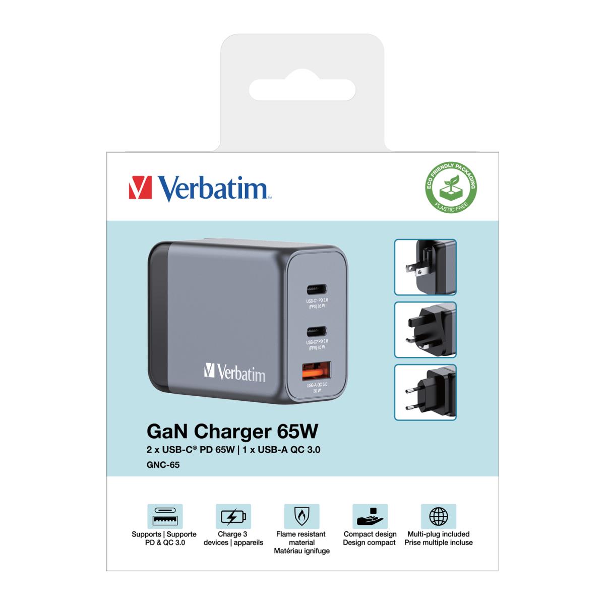 65W 3-Port GaN Wall Charger thumbnail