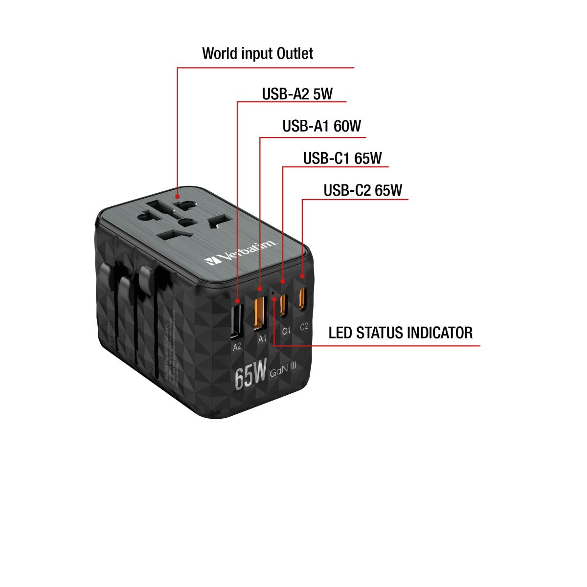 GAN III UNIVERSAL TRAVEL ADAPTER UTA-05 WITH 2 X US thumbnail