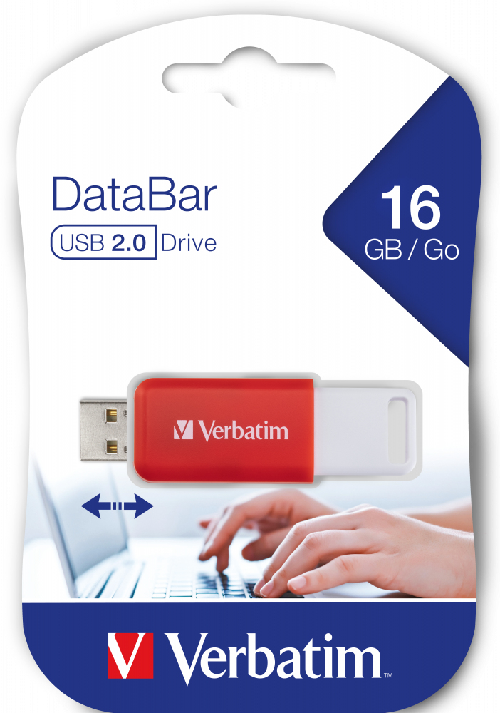 V DATABAR USB 2.0DRIVE RED 16GB thumbnail