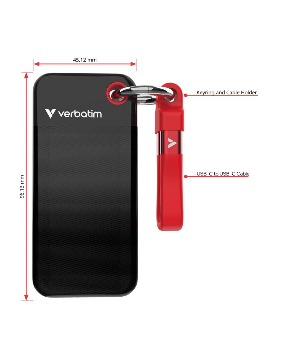 EU Product - SSD 2TB Verbatim Pocket SSD USB 3.2 black/red retail thumbnail