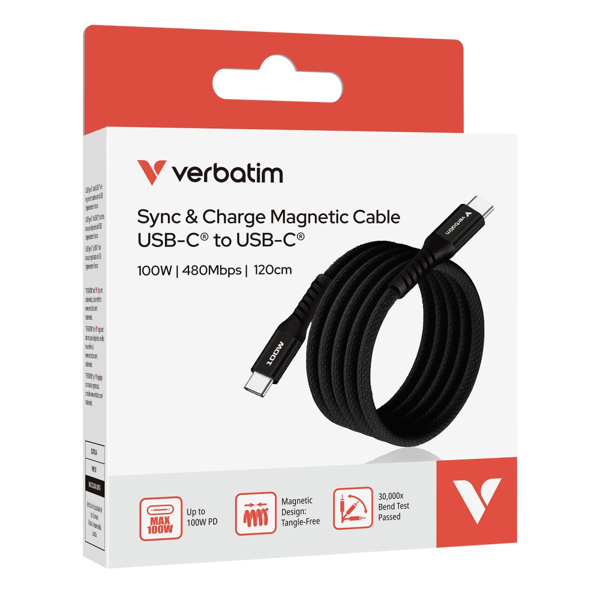 Sync & Charge 100W Magnetic Cable - Black thumbnail