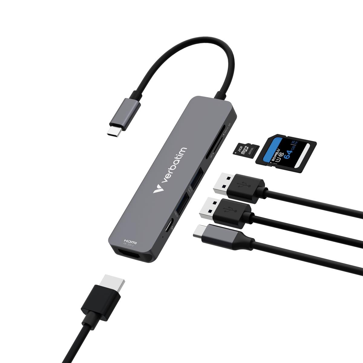 ESSENTIALS USB-C MULTIPORT HUB 6 PORT WITH CARD REA thumbnail