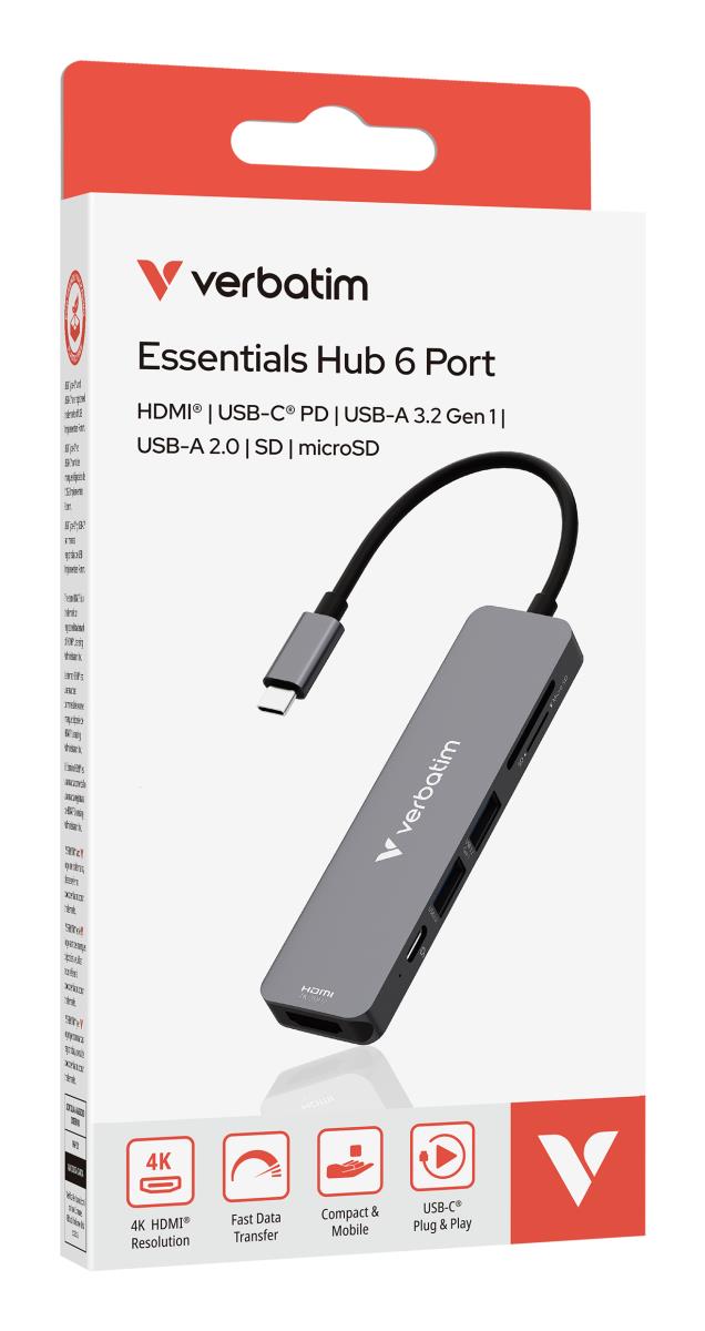ESSENTIALS USB-C MULTIPORT HUB 6 PORT WITH CARD REA thumbnail