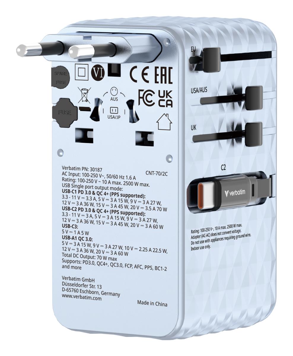 EU Product - Charge'n' Travel 70W 2C retractable Universal - Various Office Accessory thumbnail