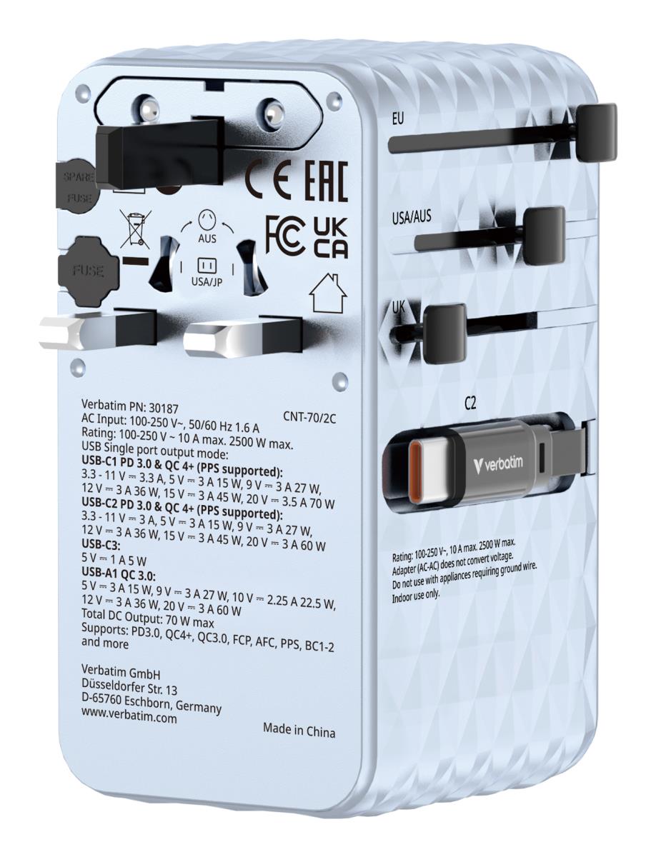 EU Product - Charge'n' Travel 70W 2C retractable Universal - Various Office Accessory thumbnail