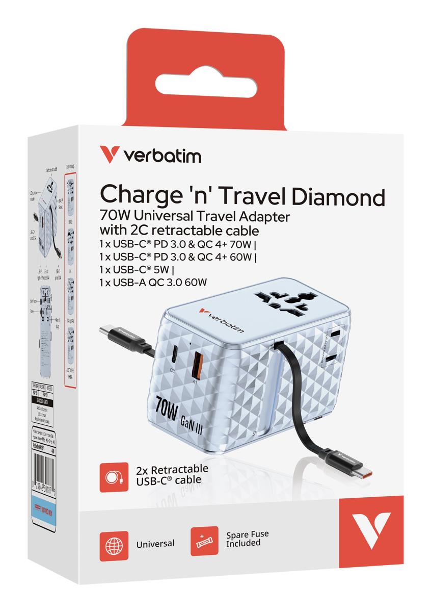 EU Product - Charge'n' Travel 70W 2C retractable Universal - Various Office Accessory thumbnail