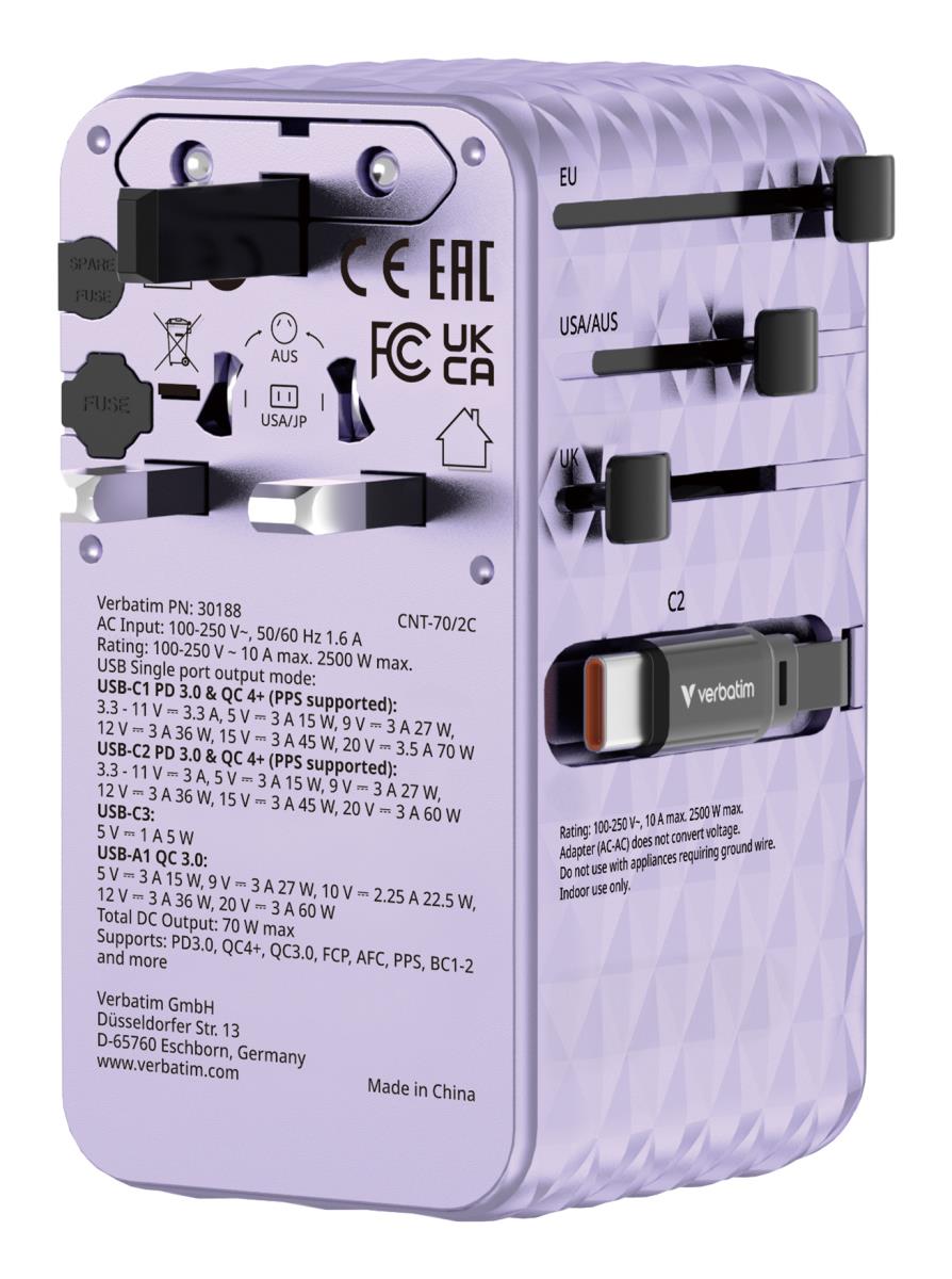 EU Product - Charge'n' Travel 70W 2C retractable Universal - Various Office Accessory thumbnail