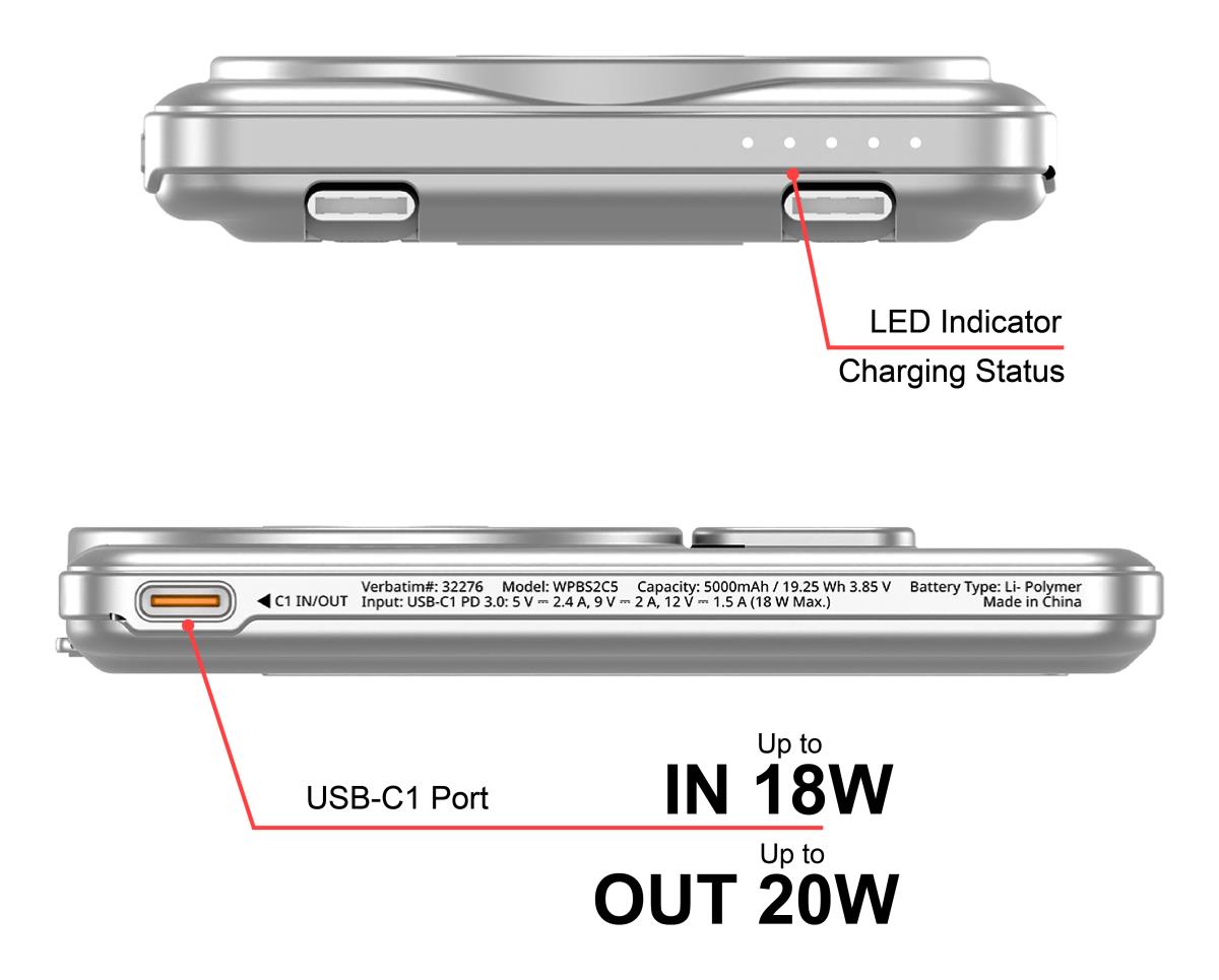 CnG 2C PB Wless 5000mAh Slvr thumbnail
