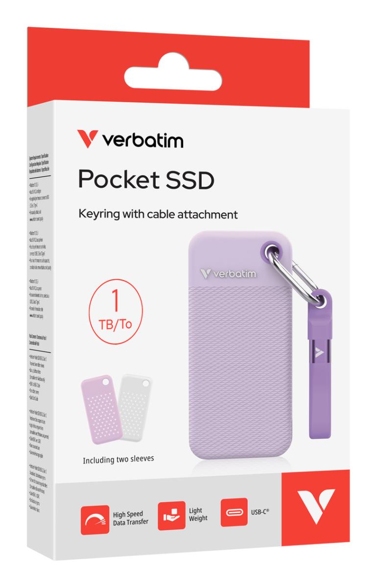 EU Product - SSD 1TB Verbatim Pocket incl. two sleeves white & purple thumbnail