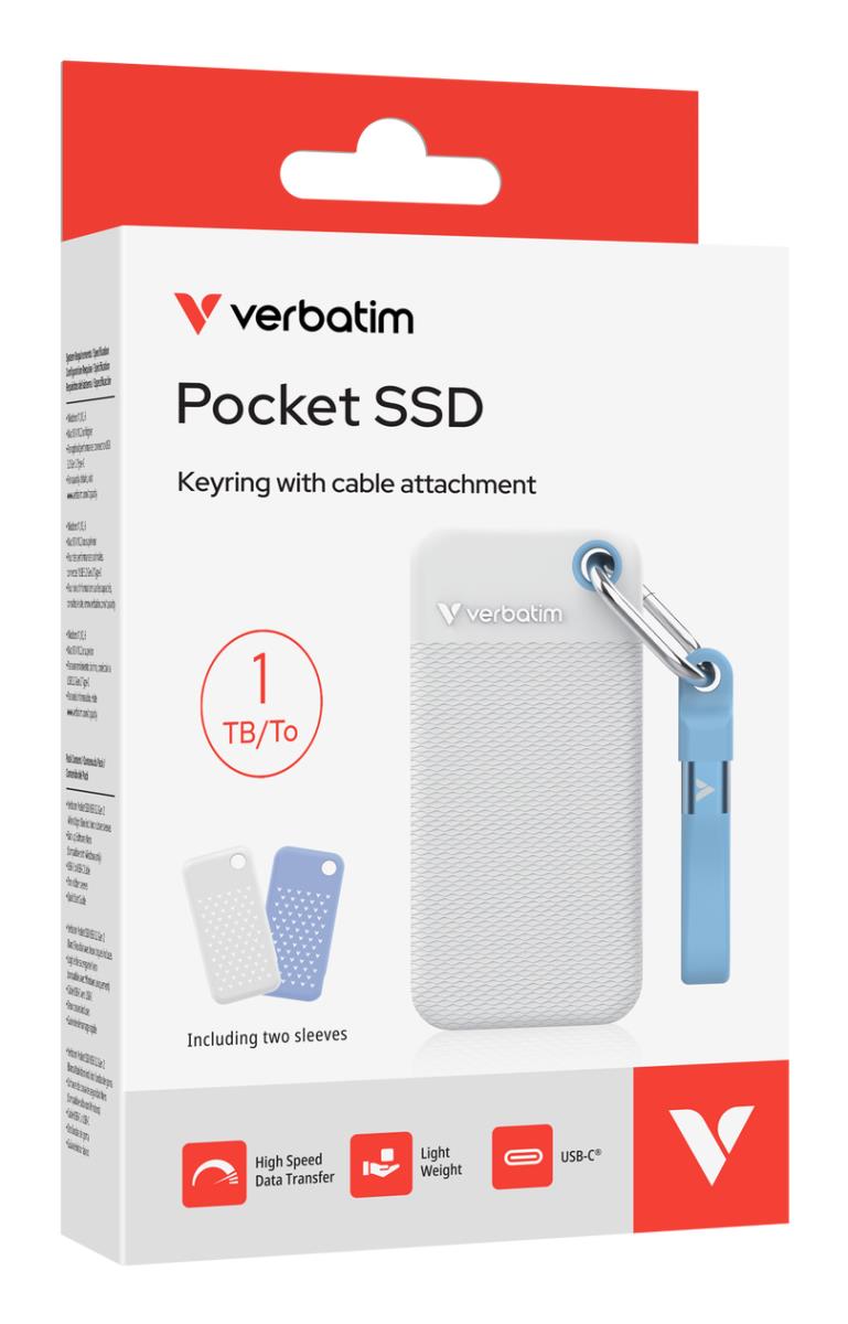 EU Product - SSD 1TB Verbatim Pocket incl. two sleeves white & light blue thumbnail