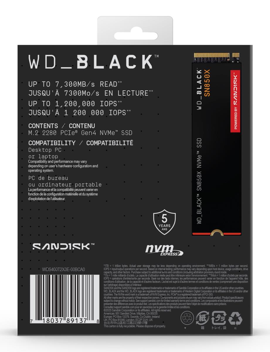 EU Product - WD SSD Black Sn850X NVMe thumbnail