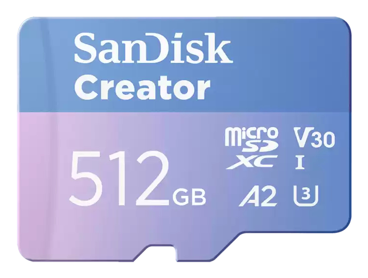 Creator - Flash memory card (microSDXC to SD adapter included) - 512 GB - A2 / Video Class V30 / UHS-I U3 - microSDXC UHS-I thumbnail
