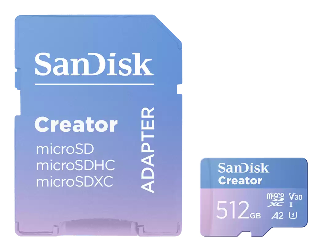 Creator - Flash memory card (microSDXC to SD adapter included) - 512 GB - A2 / Video Class V30 / UHS-I U3 - microSDXC UHS-I thumbnail
