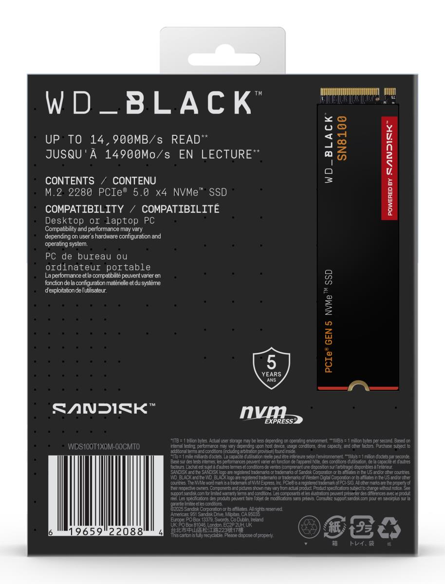 EU Product - SSD WD Black Sn8100 M.2 thumbnail
