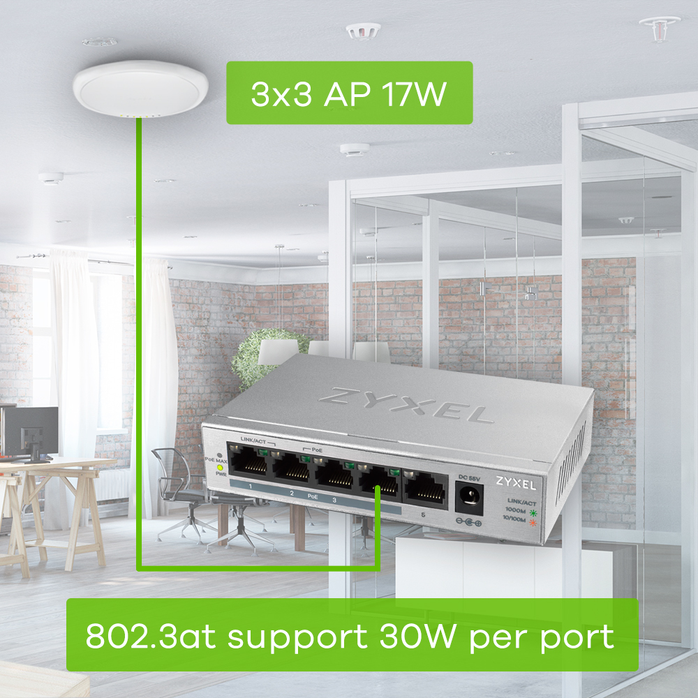 EU Product - Switch  5x GE GS1005 PoE+ thumbnail