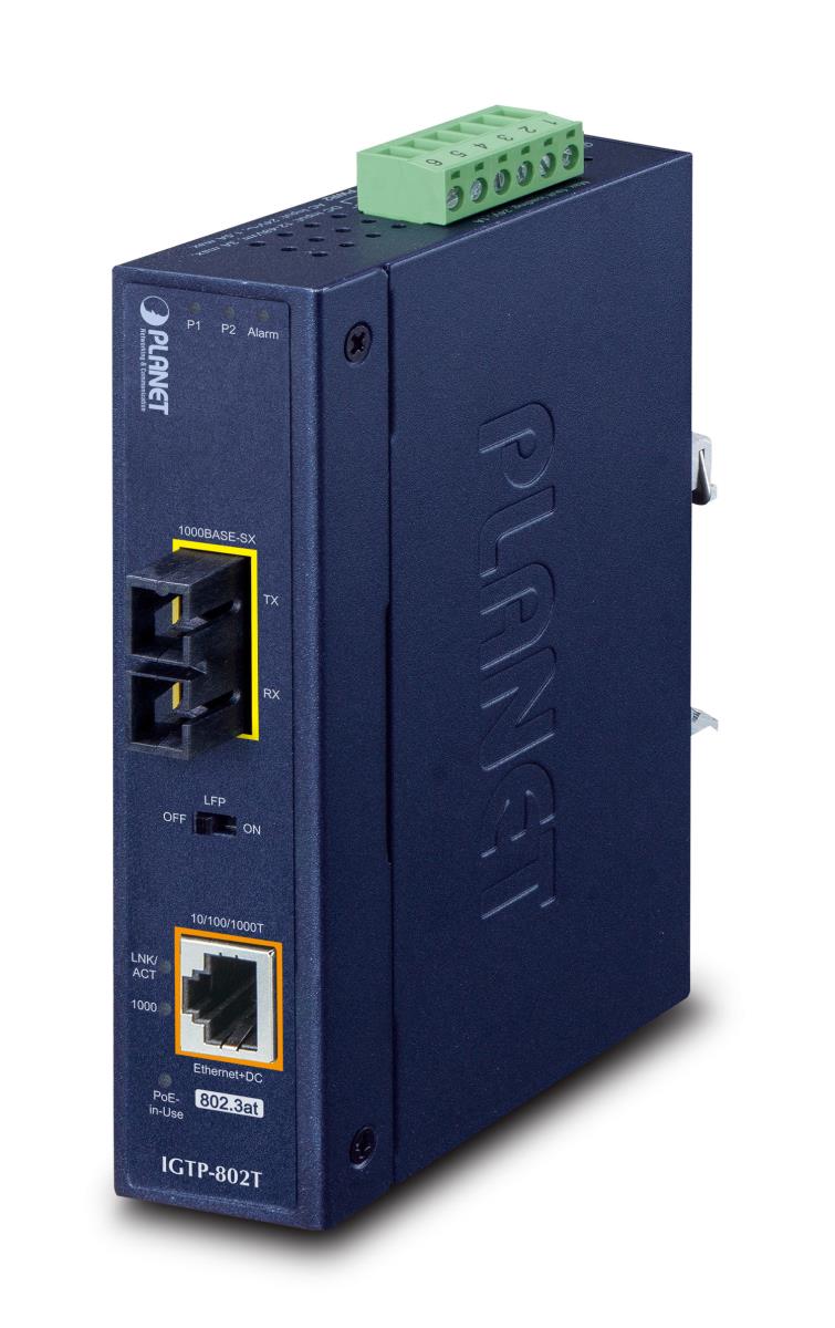 EU Product - PLANET Industrial Media Converter IGTP-802T PoE+        550m thumbnail