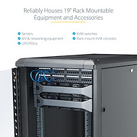 22U Server Rack Cabinet with secure locking door - 4 Post Adjustable Depth (5.5