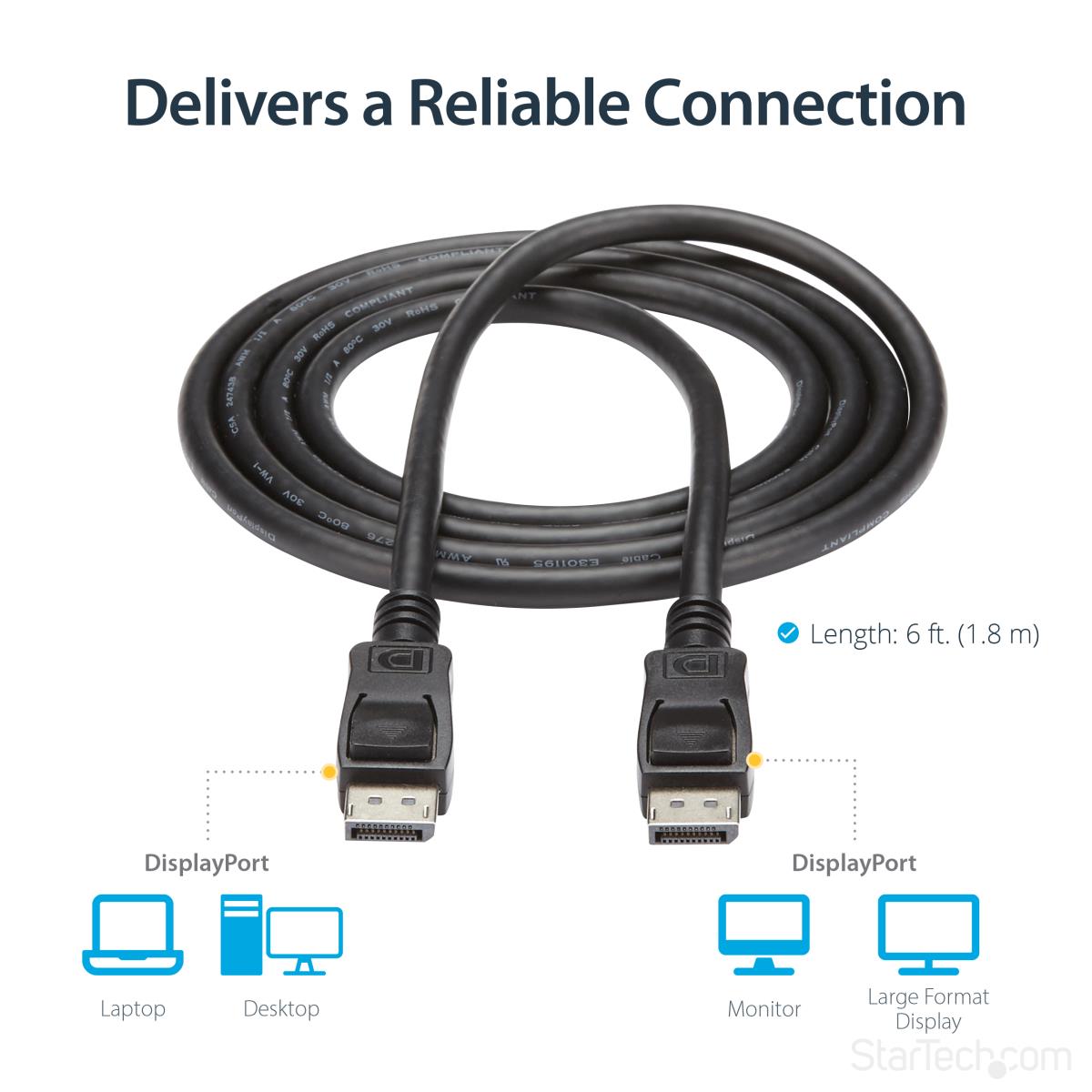 6FT DISPLAYPORT CABLE DP 1.2 TO thumbnail