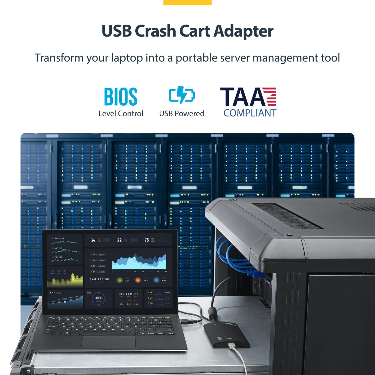 Crash Cart Adapter - 1920 x 1200 - Portable Laptop USB 2.0 to KVM Console (NOTECONS01) - KVM switch - 1 x KVM port(s) - 1 local user - desktop thumbnail