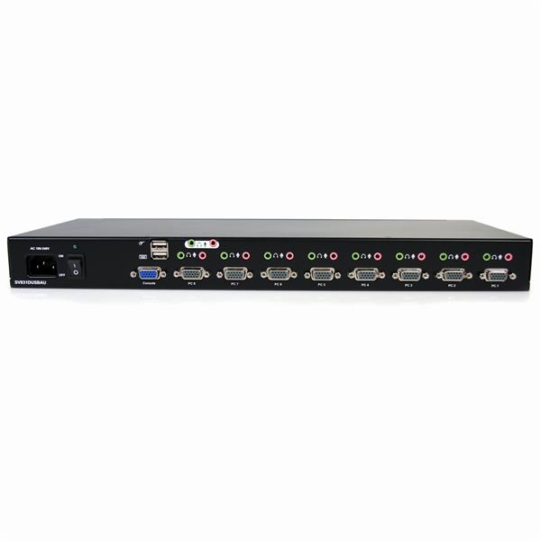8 Port VGA KVM Switch - 1U Rack Mount - USB VGA KVM Switch with Audio - 1920 x 1440 @60hz - KVM Video Switch (SV831DUSBAU) - KVM / audio switch - 8 x KVM / audio - 1 local user - desktop - for P/N: RK3236BKF, RK4236BKB, RK4242BK24, RK4242BK30, RKCONS1701, thumbnail