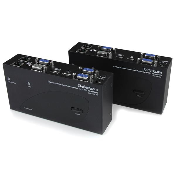 650 ft/200m USB 2.0 Dual VGA KVM Console Extender over Cat5 UTP -for Dual VGA, USB-enabled PC or KVM Switch - Upto 1920x1200 (SV565DUTPU) - KVM extender - over CAT 5 - up to 200 m - for P/N: SVA12M2NEUA, SVA12M5NA thumbnail