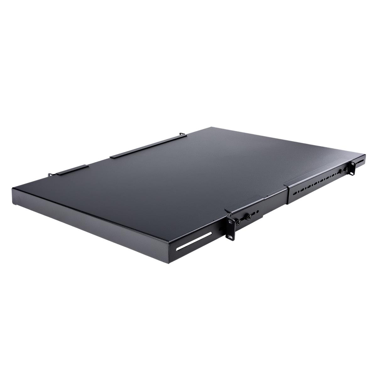1U Adjustable Server Rack Mount Shelf - 175lbs - 19.5 to 38in Deep Universal Tray for 19