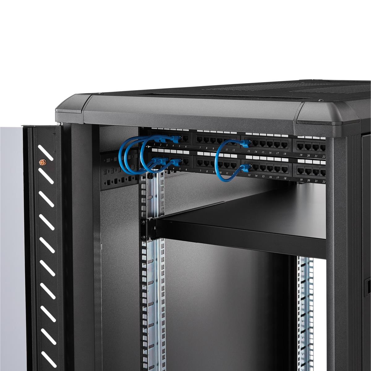 1U Adjustable Server Rack Mount Shelf - 175lbs - 19.5 to 38in Deep Universal Tray for 19