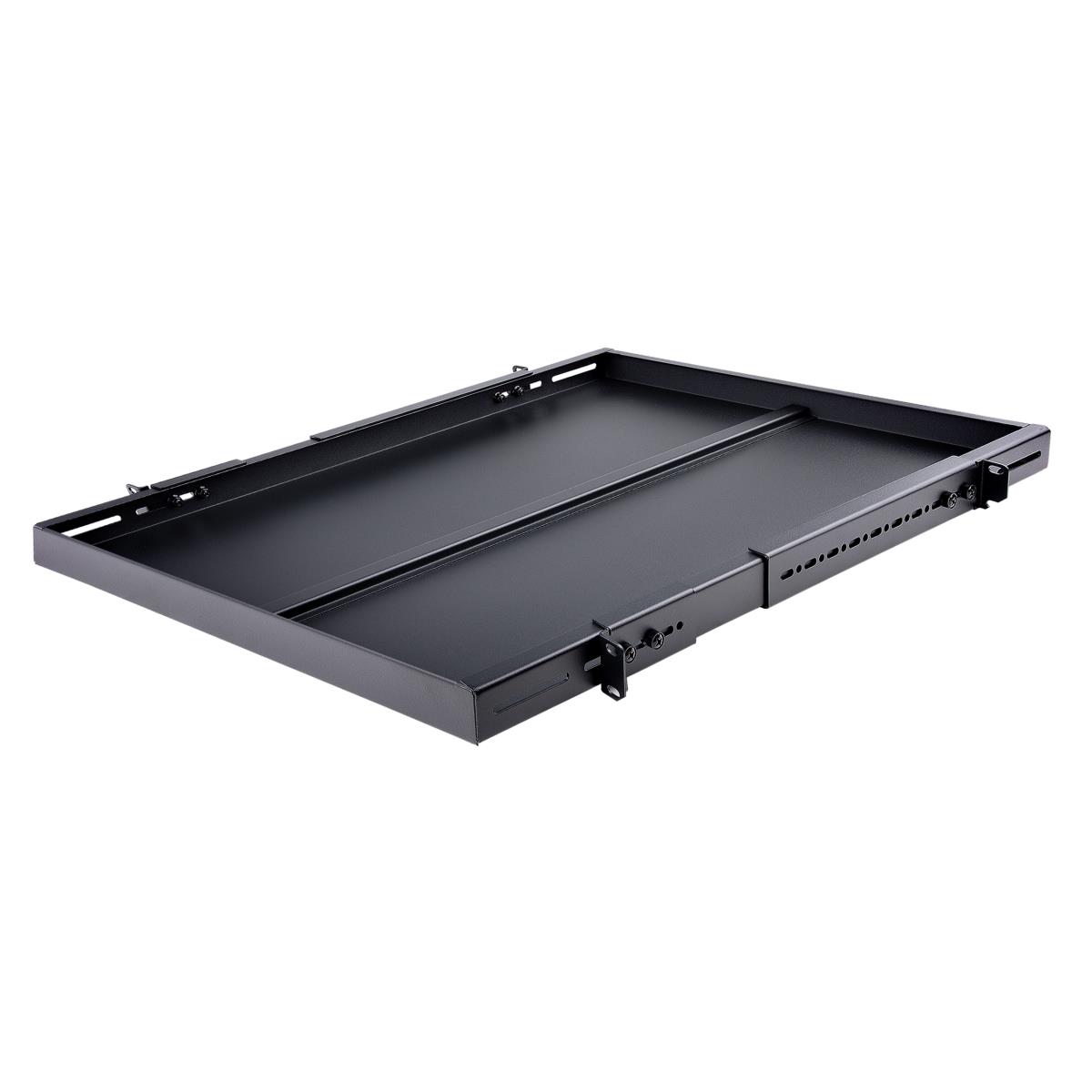 1U Adjustable Server Rack Mount Shelf - 175lbs - 19.5 to 38in Deep Universal Tray for 19