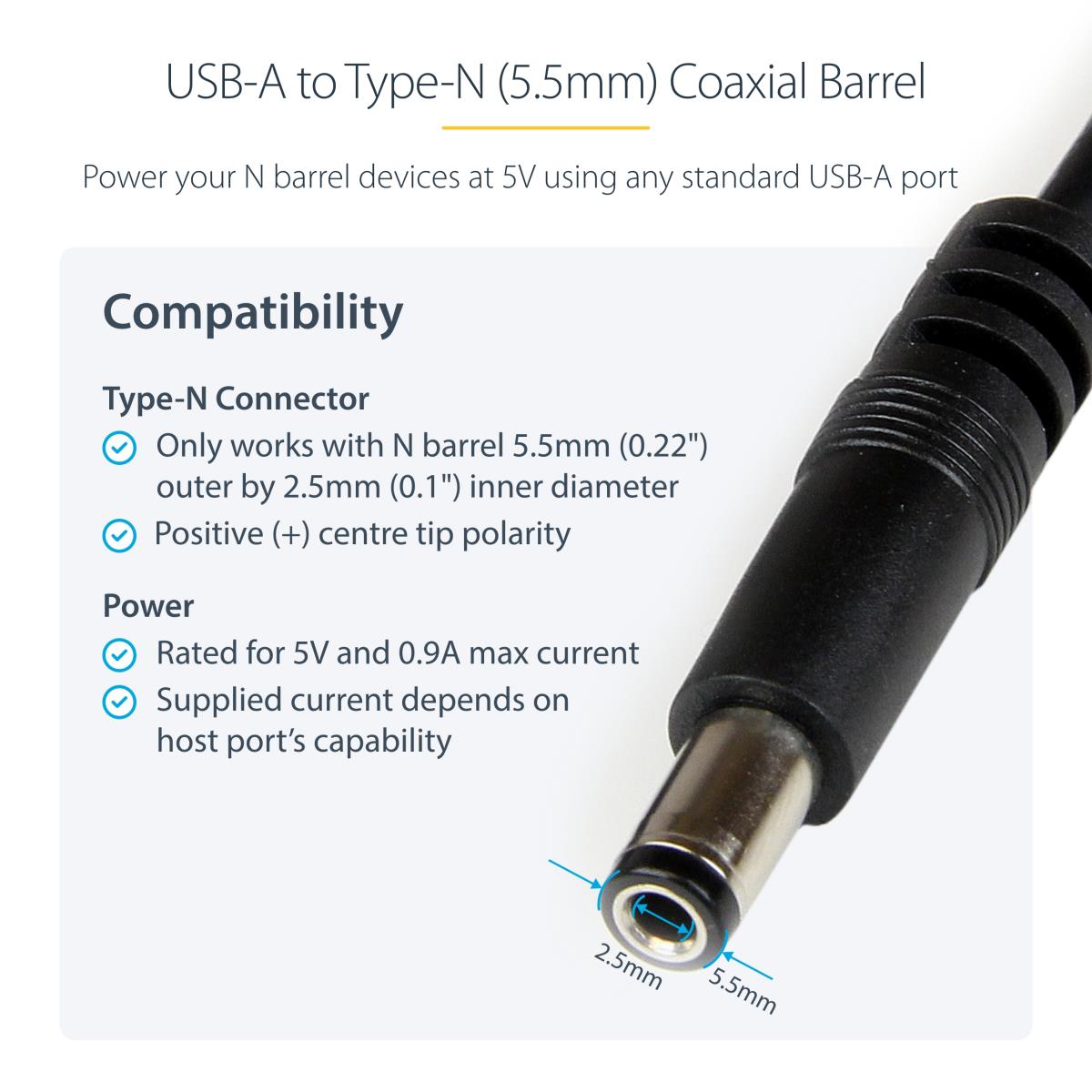 1M USB TO 5.5MM DC BARREL CONNE thumbnail