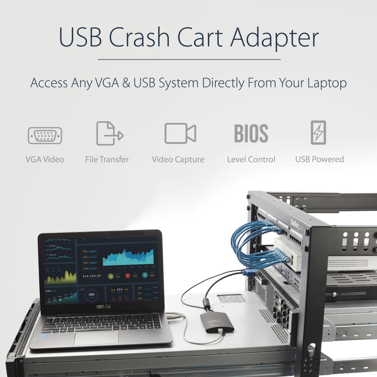 USB Crash Cart Adapter - File Transfer & Video - Portable Server Room Laptop to KVM Console Crash Cart (NOTECONS02) - KVM switch - 1 x KVM port(s) - 1 local user - desktop thumbnail