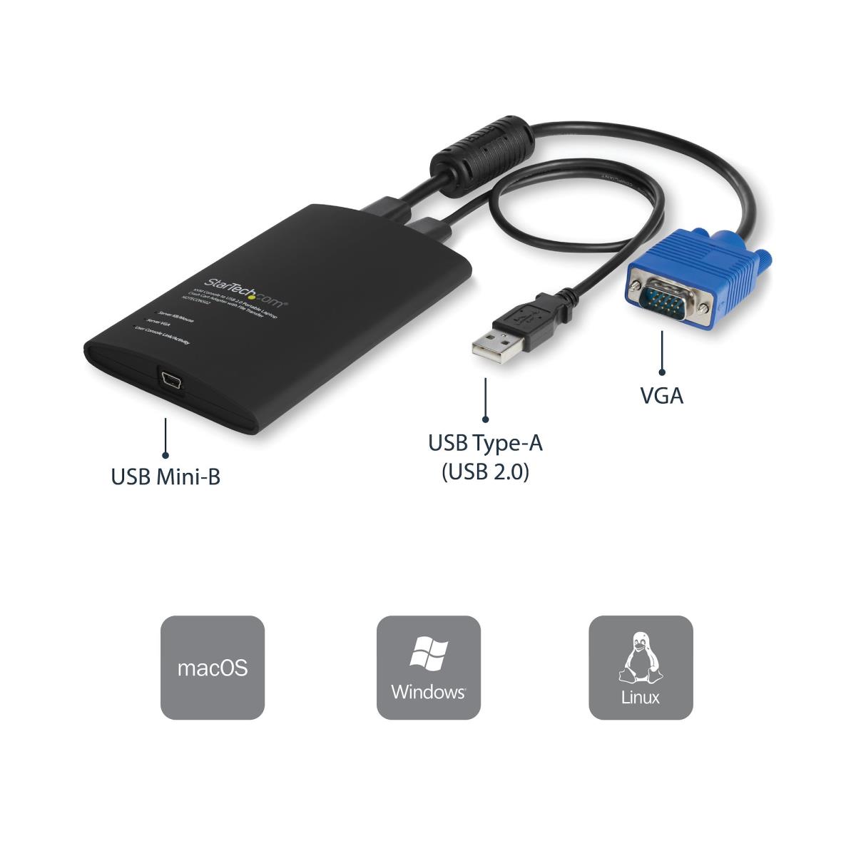 USB Crash Cart Adapter - File Transfer & Video - Portable Server Room Laptop to KVM Console Crash Cart (NOTECONS02) - KVM switch - 1 x KVM port(s) - 1 local user - desktop thumbnail