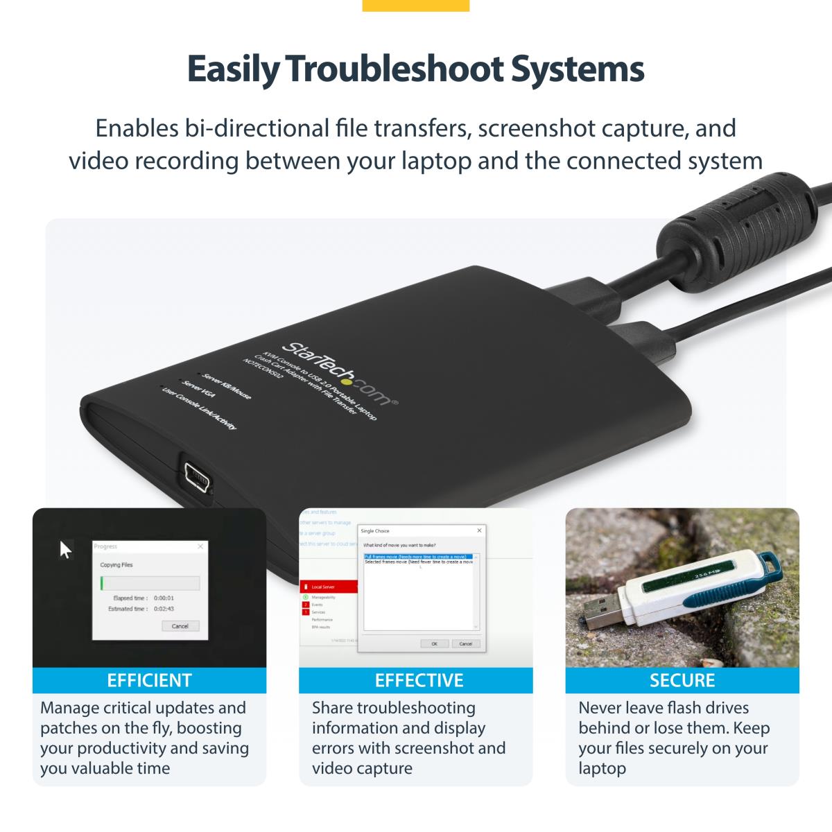 USB Crash Cart Adapter - File Transfer & Video - Portable Server Room Laptop to KVM Console Crash Cart (NOTECONS02) - KVM switch - 1 x KVM port(s) - 1 local user - desktop thumbnail