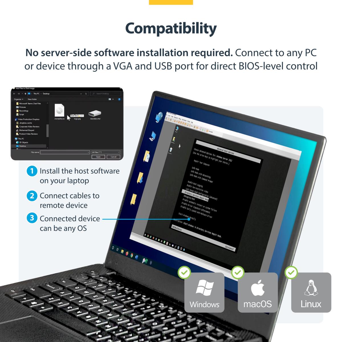 USB Crash Cart Adapter - File Transfer & Video - Portable Server Room Laptop to KVM Console Crash Cart (NOTECONS02) - KVM switch - 1 x KVM port(s) - 1 local user - desktop thumbnail