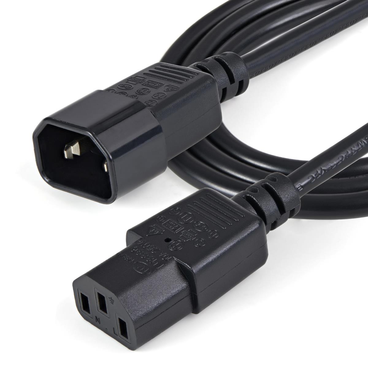 PXT1001M 1m Power Cord C14 to C13 Connectors Power Cable - Black thumbnail